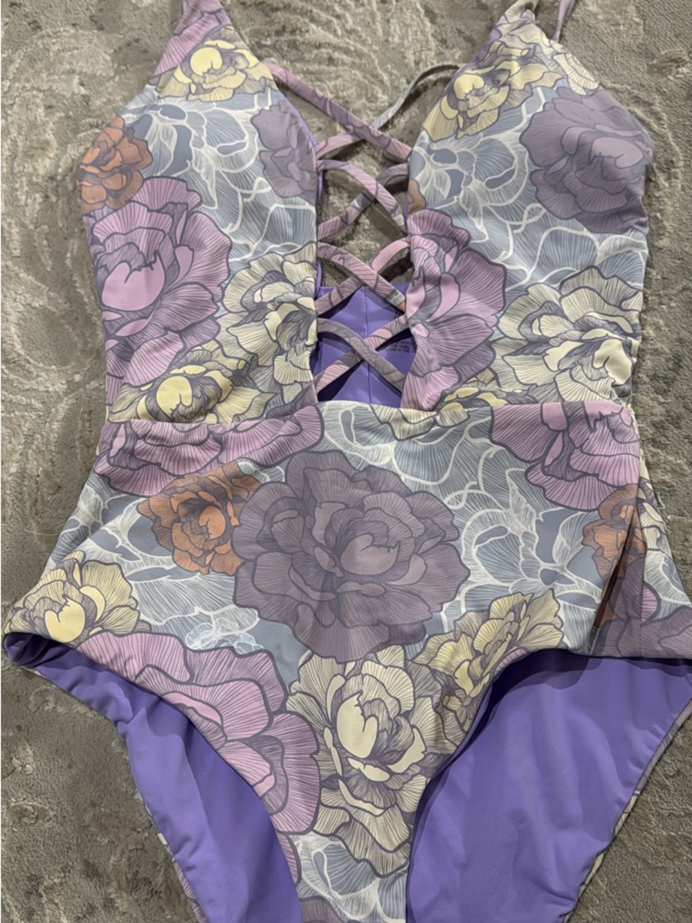 Buckle Purple Floral One-Piece Swimsuit